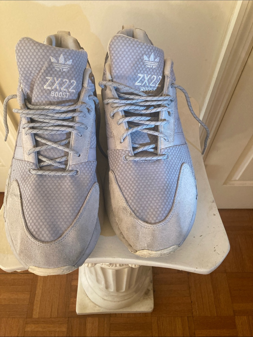 adidas ZX22 Boost Light Gray/White Athletic Sneakers